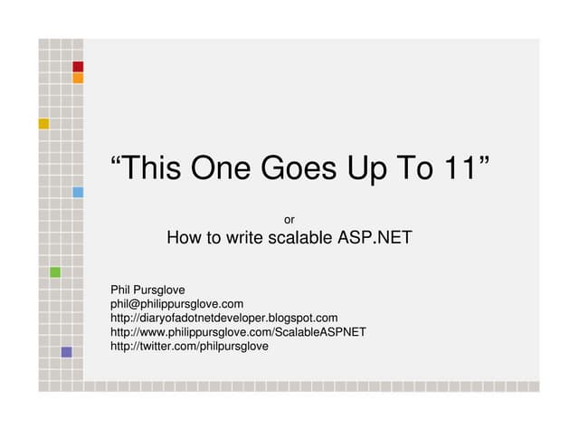 ASP.NET Scalability - WebDD